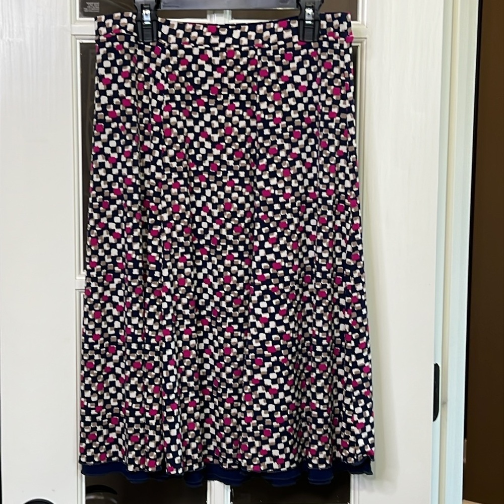 TRAVELSMITH Navy Print Stretch Waist Skirt Size Small